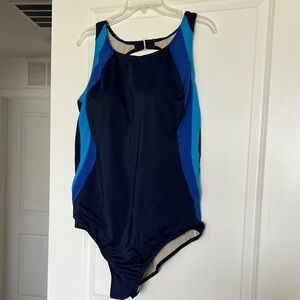 Swimsuits For All Navy and Blue One-Piece Swimsuit